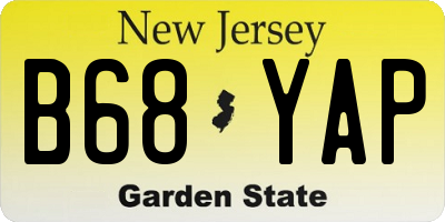 NJ license plate B68YAP