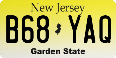 NJ license plate B68YAQ