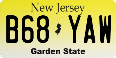 NJ license plate B68YAW