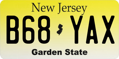 NJ license plate B68YAX