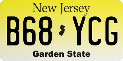 NJ license plate B68YCG