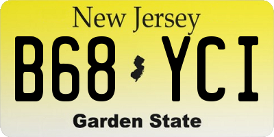 NJ license plate B68YCI