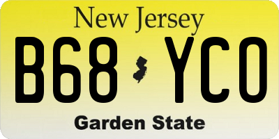 NJ license plate B68YCO