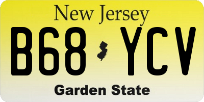 NJ license plate B68YCV