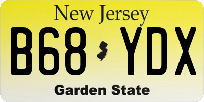 NJ license plate B68YDX