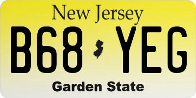 NJ license plate B68YEG