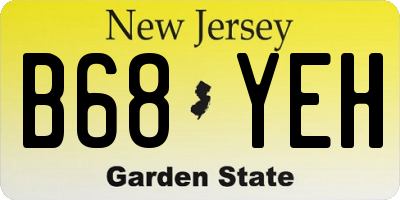 NJ license plate B68YEH