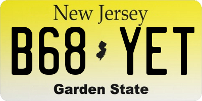 NJ license plate B68YET