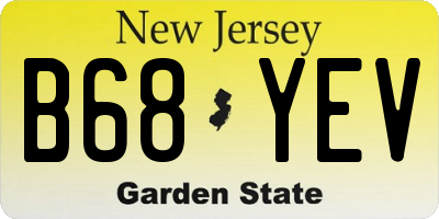 NJ license plate B68YEV