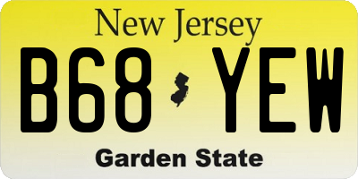 NJ license plate B68YEW