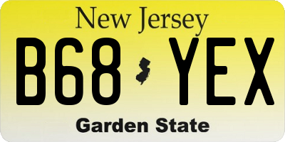 NJ license plate B68YEX