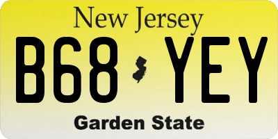 NJ license plate B68YEY