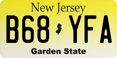 NJ license plate B68YFA