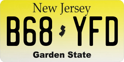 NJ license plate B68YFD