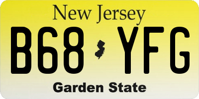 NJ license plate B68YFG