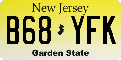 NJ license plate B68YFK