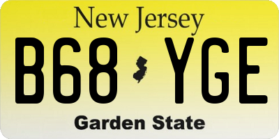 NJ license plate B68YGE