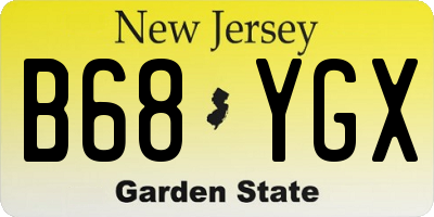 NJ license plate B68YGX