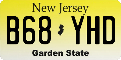 NJ license plate B68YHD