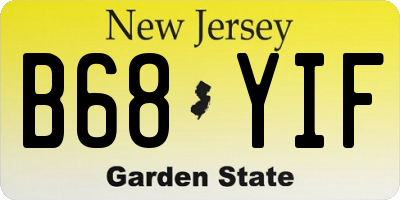 NJ license plate B68YIF