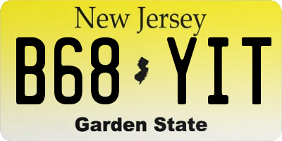 NJ license plate B68YIT