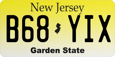 NJ license plate B68YIX