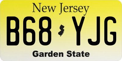 NJ license plate B68YJG