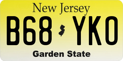 NJ license plate B68YKO
