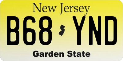 NJ license plate B68YND
