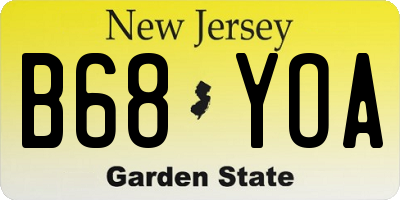 NJ license plate B68YOA