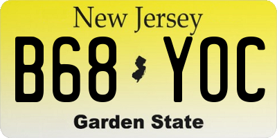 NJ license plate B68YOC