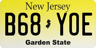 NJ license plate B68YOE