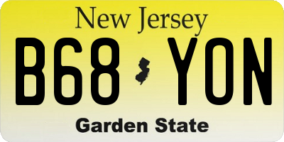 NJ license plate B68YON