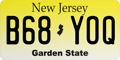 NJ license plate B68YOQ