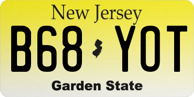 NJ license plate B68YOT