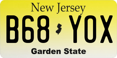 NJ license plate B68YOX