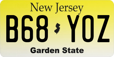 NJ license plate B68YOZ