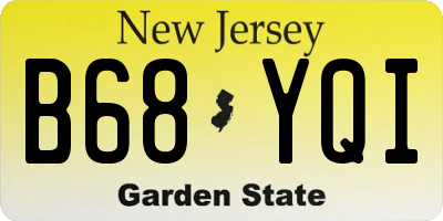 NJ license plate B68YQI