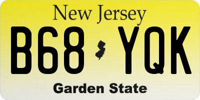 NJ license plate B68YQK