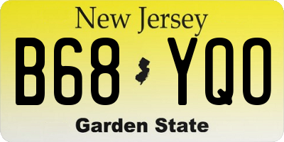 NJ license plate B68YQO