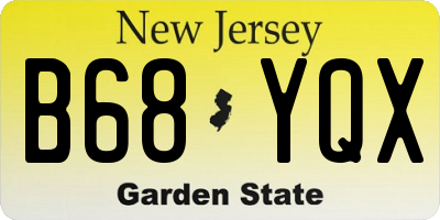 NJ license plate B68YQX
