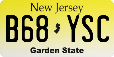 NJ license plate B68YSC