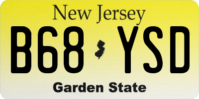 NJ license plate B68YSD