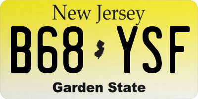 NJ license plate B68YSF