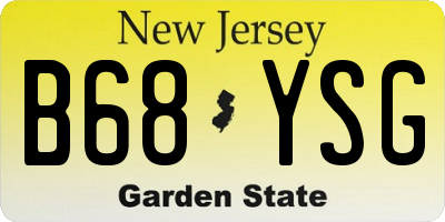 NJ license plate B68YSG