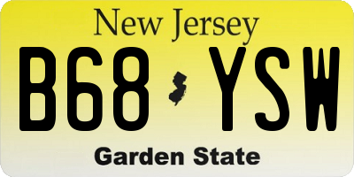 NJ license plate B68YSW