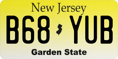 NJ license plate B68YUB