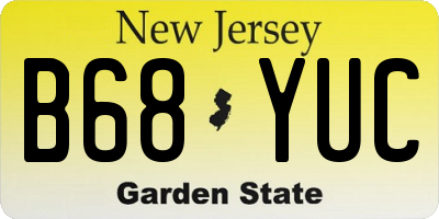 NJ license plate B68YUC