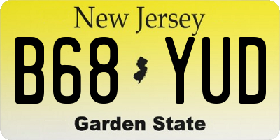 NJ license plate B68YUD