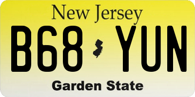 NJ license plate B68YUN